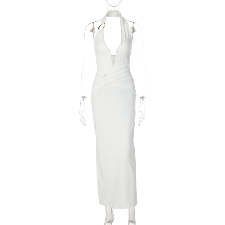 Damen Elegantes Maxikleid mit tiefem V-Ausschnitt und innovativen Drapierungen Echo Archiv