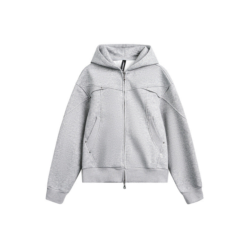 Unisex Oversize Kapuzen-Sweatjacke mit Zwei-Wege-Reißverschluss Echoarchiv