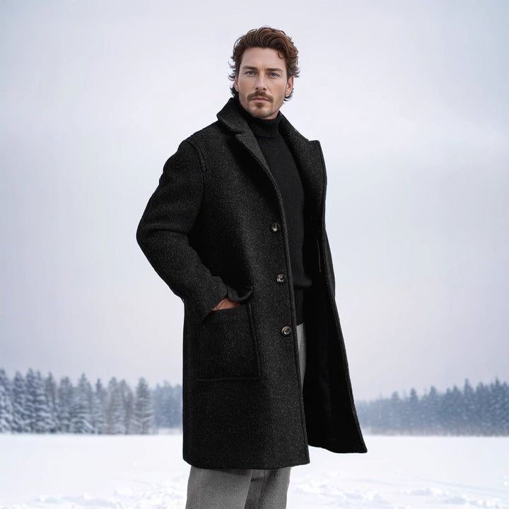 Herren klassischer Wollmantel mit luxuriösem Futter und elegantem Revers Echoarchiv