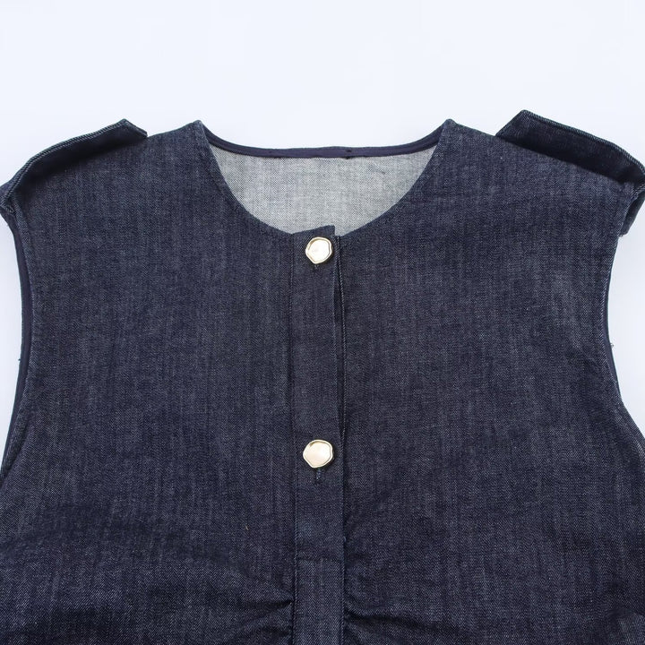 Damen Jeanskleid mit Wickelgürtel und eleganten Druckknöpfen Echo Archiv