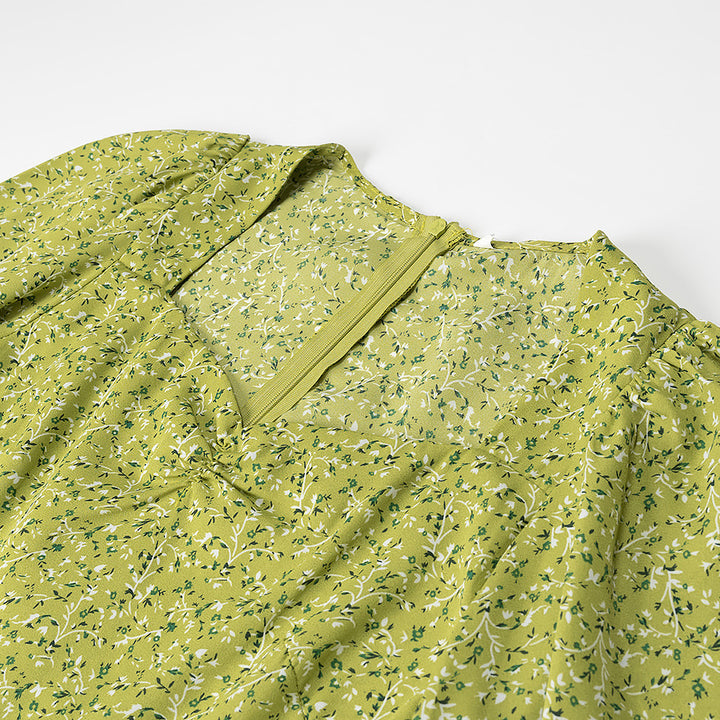 Damen Midikleid mit Herzausschnitt, gerafften Ballonärmeln und A‑Linien‑Silhouette Echo Archiv