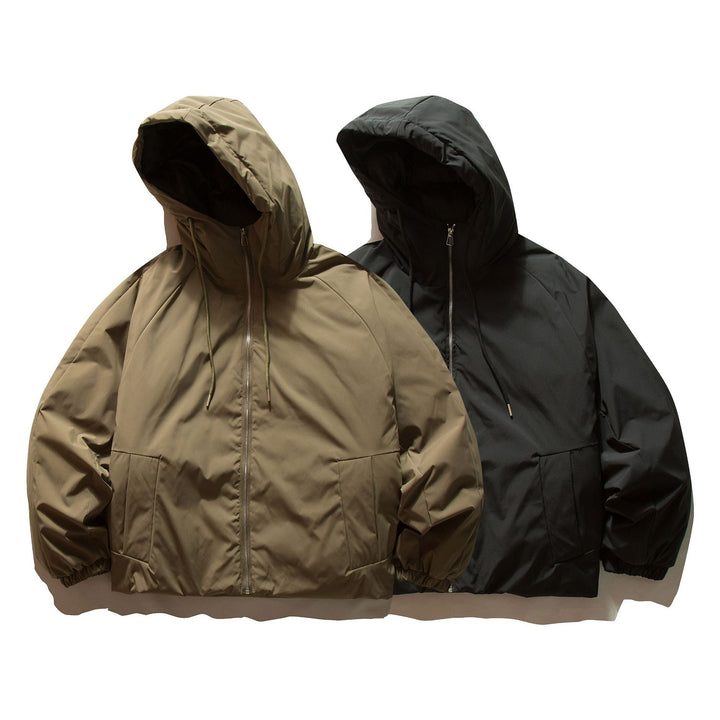 Unisex Boxy wattierte Kapuzenjacke mit Thermoisolierung und elastischen Bündchen Echoarchiv