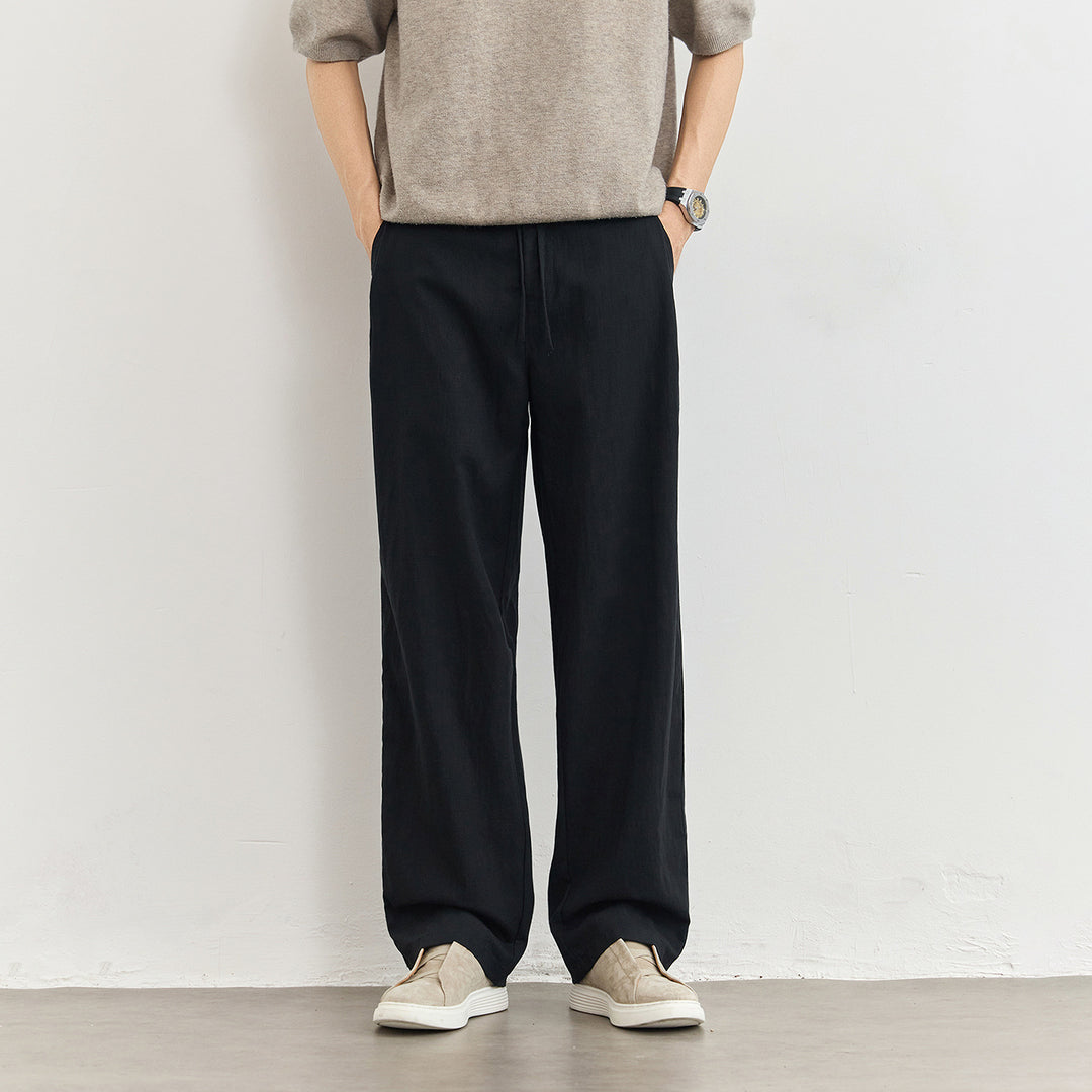Herren Leichte Leinenhose mit Tunnelzug und geradem Bein Echo Archiv