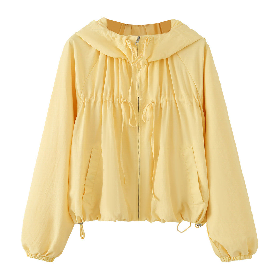 Damen Kurz geschnittene Windbreaker‑Jacke mit weitem Kragen, Tunnelzug und elastischen Bündchen Echo Archiv