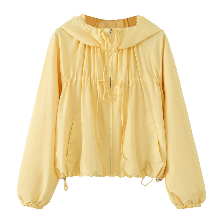 Damen Kurz geschnittene Windbreaker‑Jacke mit weitem Kragen, Tunnelzug und elastischen Bündchen Echo Archiv