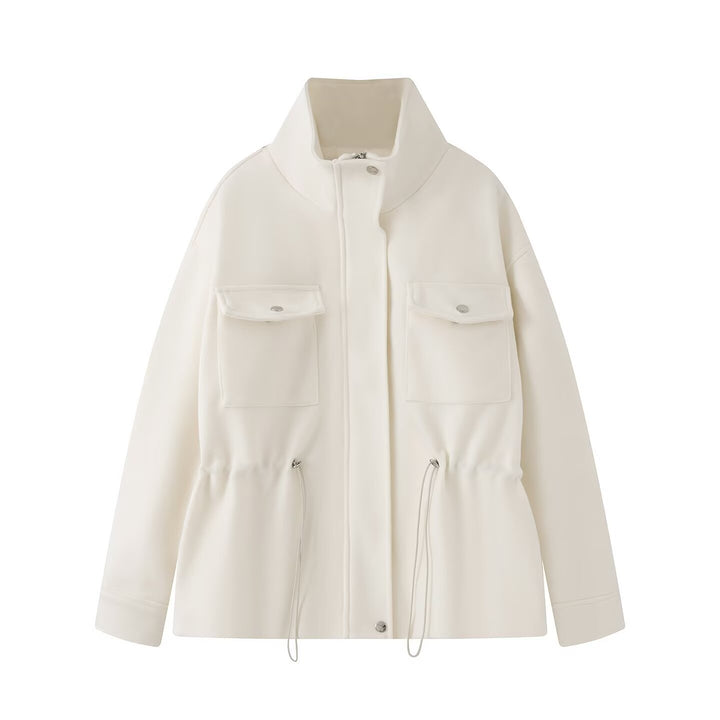 Damen Wollmix-Fieldjacke mit Stehkragen, aufgesetzten Brusttaschen und Kordelzug-Taille Echo Archiv