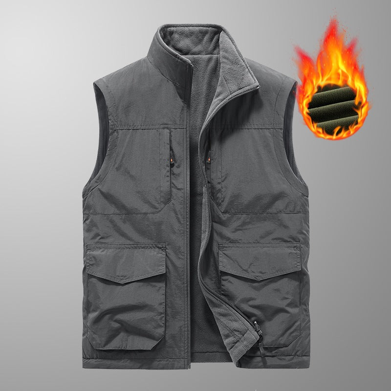 Herren Utility‑Weste mit Multi‑Taschen, Stehkragen & atmungsaktivem Mesh‑Futter Echoarchiv