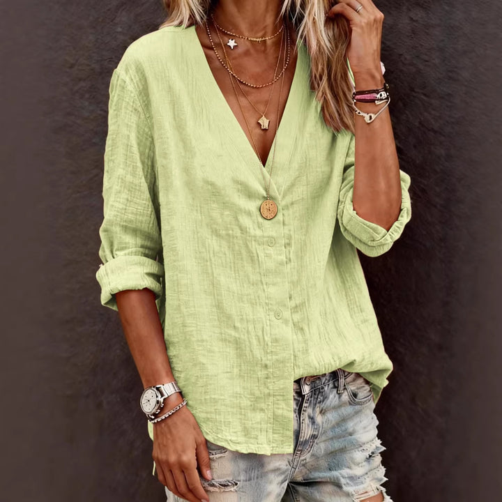 Damen Leichte V-Ausschnitt Bluse aus atmungsaktivem Material Echo Archiv
