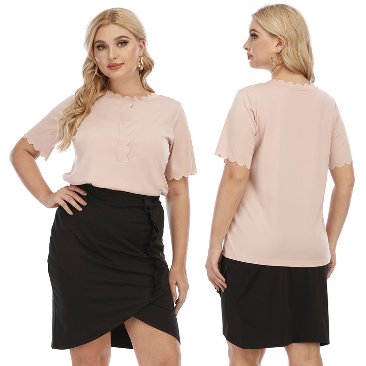 Damen elegantes Oberteil mit wellenförmigem Ausschnitt Echo Archiv