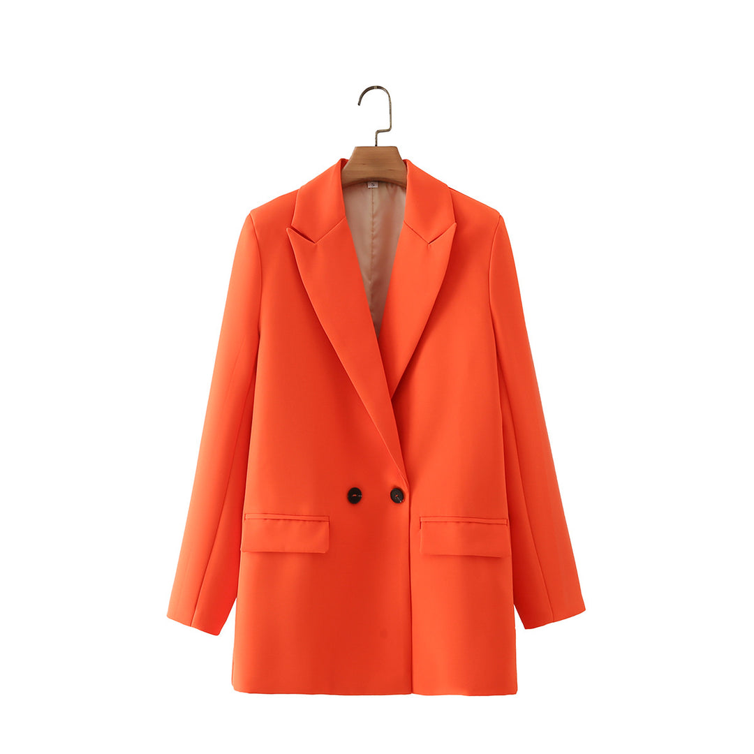Damen taillierter Longblazer im Oversize-Look mit Reverskragen und Pattentaschen – Valéne