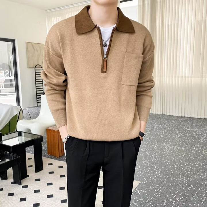 Herren Elegante Sweatjacke mit Stehkragen und Reißverschluss – Taviero