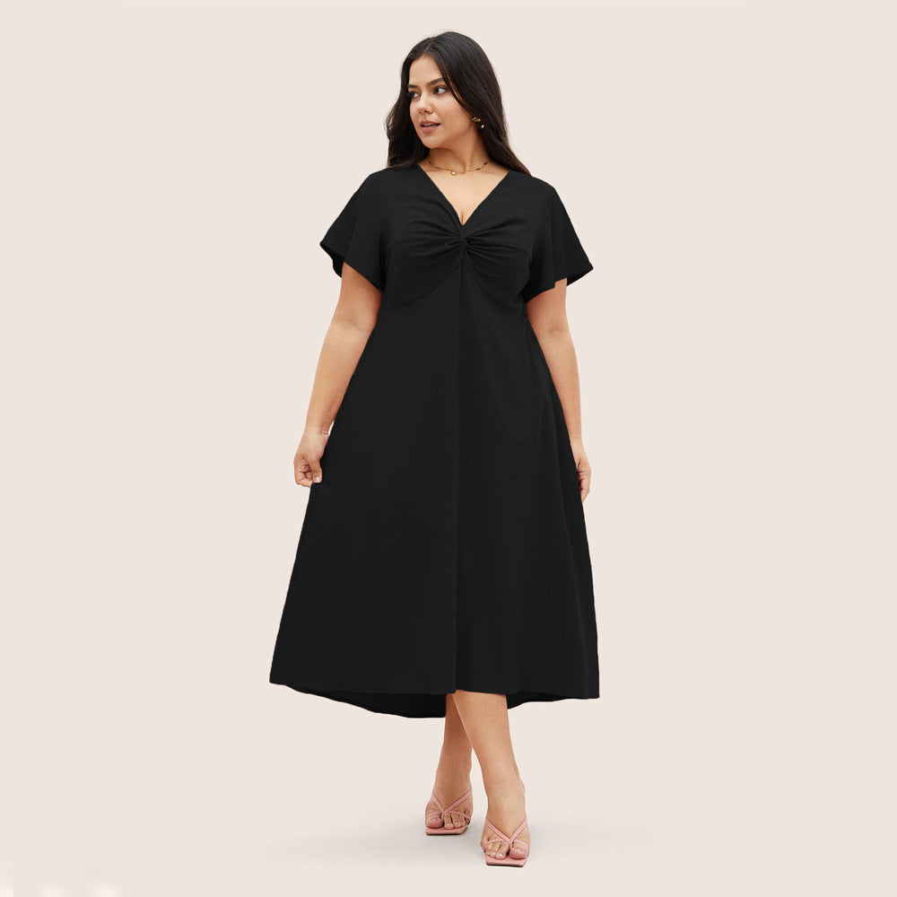 Damen Elegant geschnittenes Midikleid mit Knotendetail und kurzen Ärmeln Echo Archiv