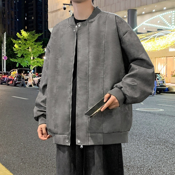 Herren Oversize-Bomberjacke aus Veloursimitat mit senkrechter Nahtstruktur Echo Archiv