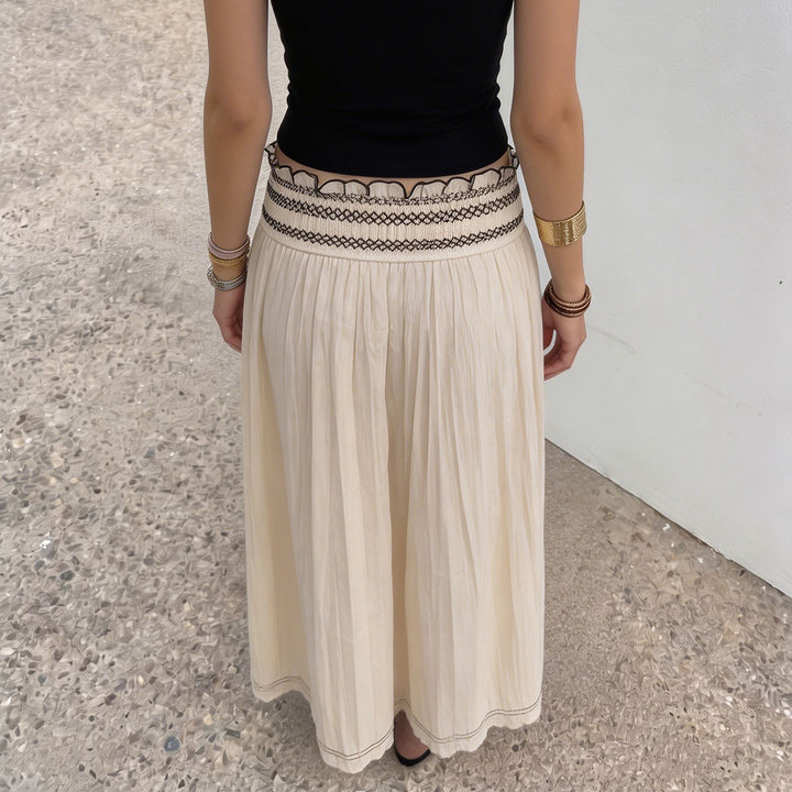 Damen Midirock mit Smokbund hoher Taille und ausgestellter A‑Linie – Rosévia