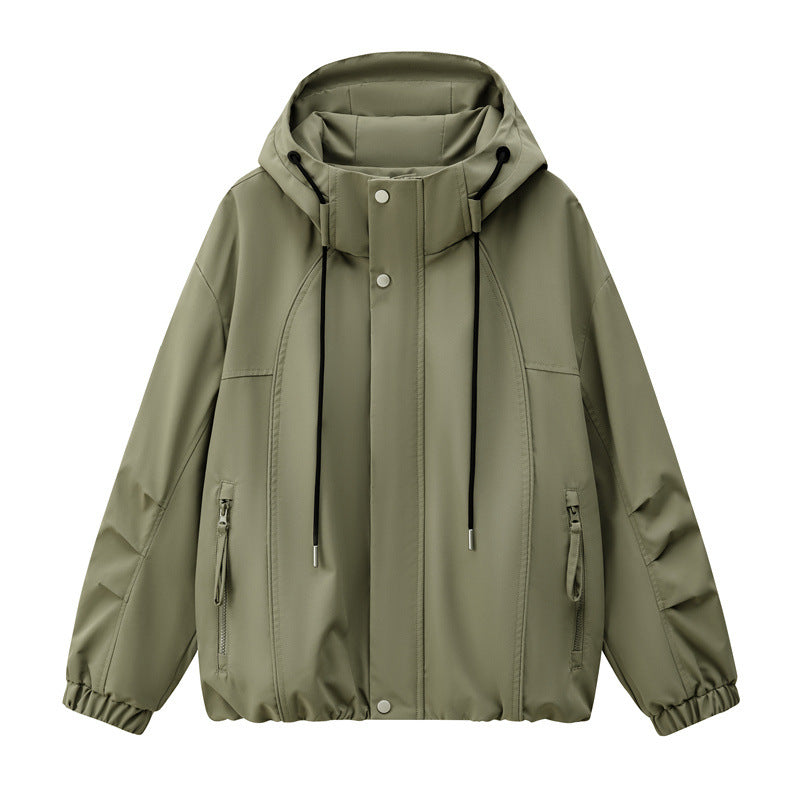 Herren Leichte Kapuzen-Utility-Übergangsjacke mit wasserabweisender Außenhülle und elastischem Saum Echoarchiv