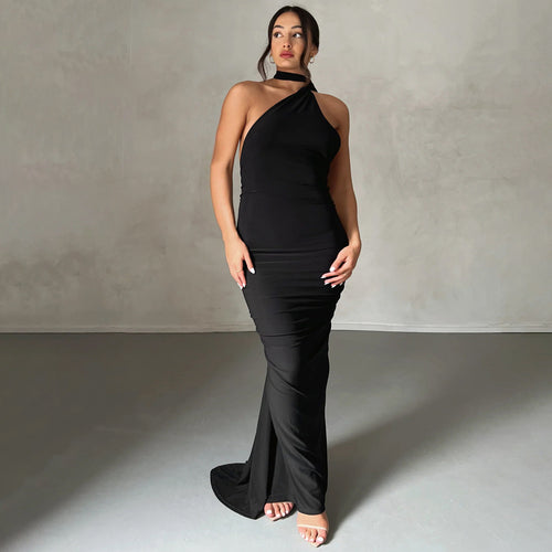 Damen Elegantes One-Shoulder Maxikleid mit figurbetonter Silhouette Echo Archiv