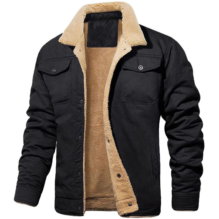 Herren Sherpa-gefütterte Canvas-Truckerjacke mit Brusttaschen Echoarchiv