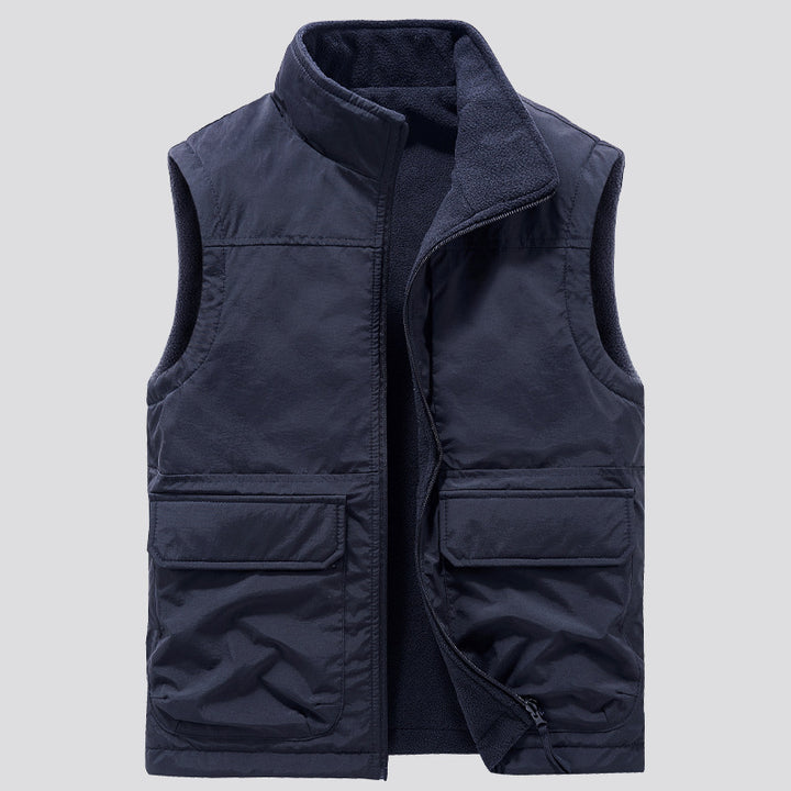 Herren Gefütterte Utility‑Weste mit Fleece‑Innenlage und aufgesetzten Pattentaschen – Taviero