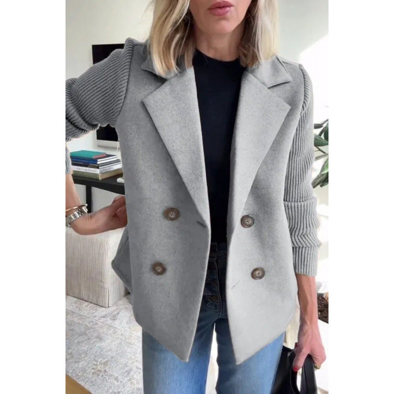 Damen Doppelreihige Blazer-Weste mit breitem Revers und gerippten Strickärmeln Echo Archiv