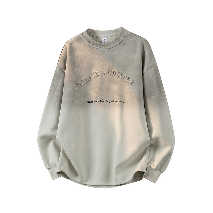 Damen Oversize-Sweatshirt mit gesticktem Schriftzug, abgerundetem Saum & überschnittener Schulter Echoarchiv