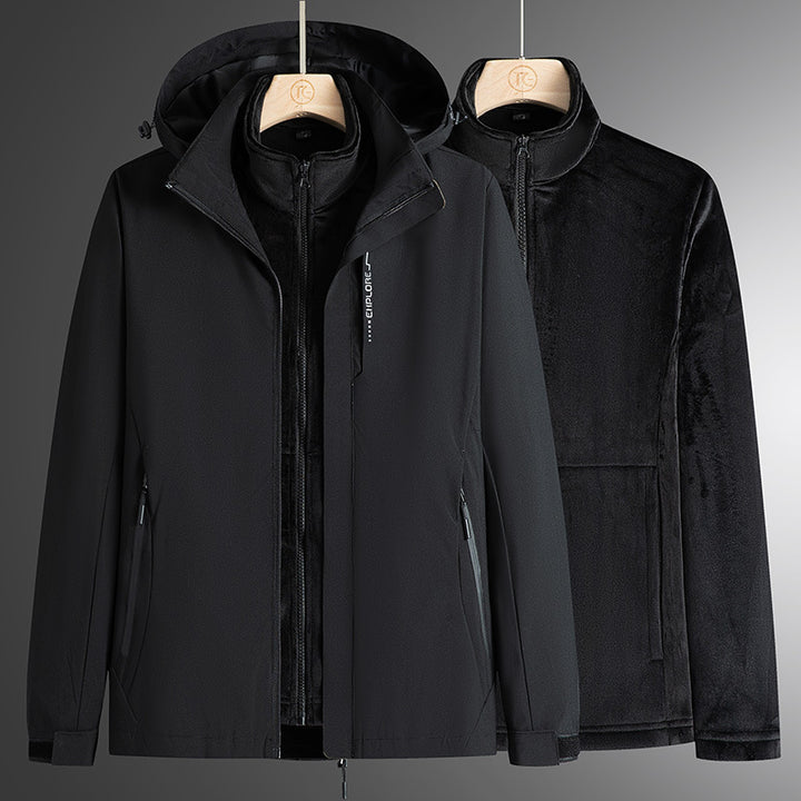 Herren Modular Softshell Parka mit abnehmbarer Fleece-Innenjacke, winddichter Außenschale und verstellbarer Kapuze – Taviero