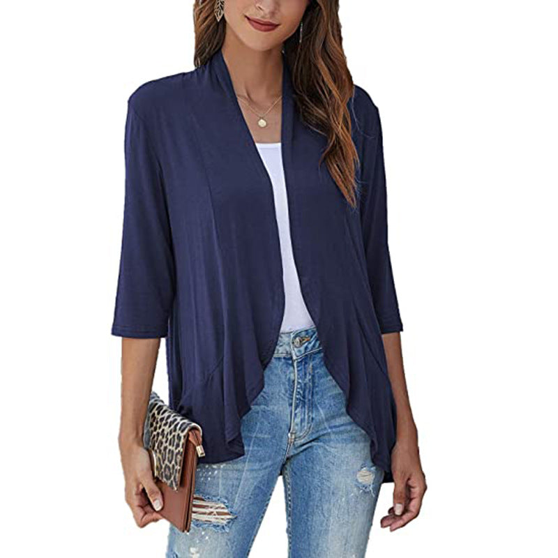 Damen Leichte Chiffonjacke mit Offenen Fronten und 3/4-Ärmeln Echoarchiv