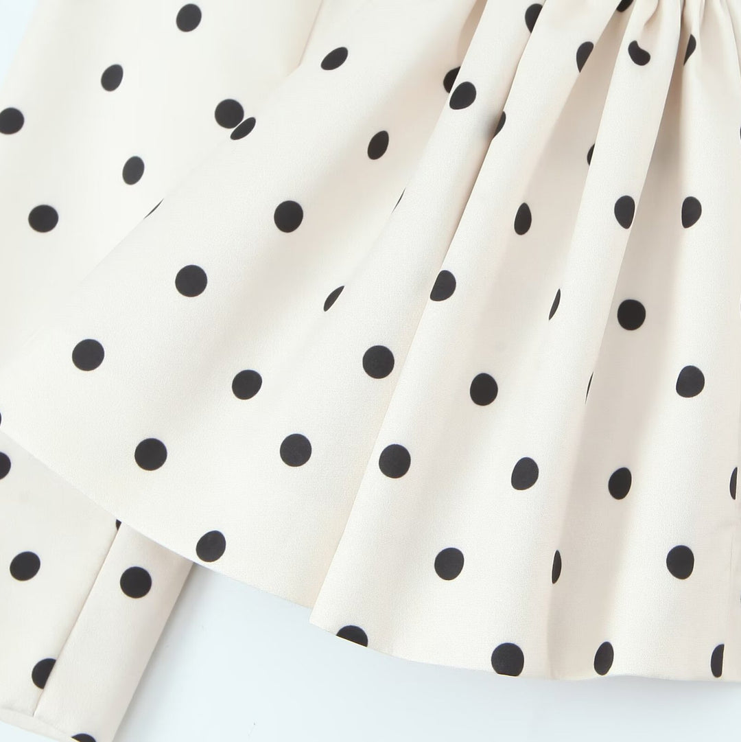 Damen Gepunkteter Peplum-Blazer mit Reverskragen und Taillenraffung Echoarchiv