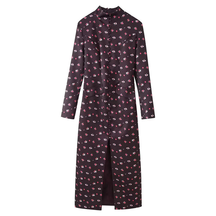 Damen nan langes Blusenkleid-Mantel mit Stehkragen, durchgehender Knopfleiste und seitlichen Eingrifftaschen Echo Archiv