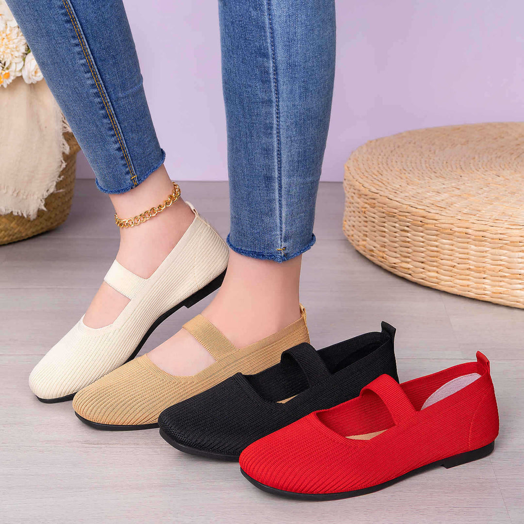 Damen nan gestrickter Mary-Jane-Slipper mit elastischem Riemen, nahtlosem Sockeneinstieg und dämpfender Komfortsohle Echo Archiv