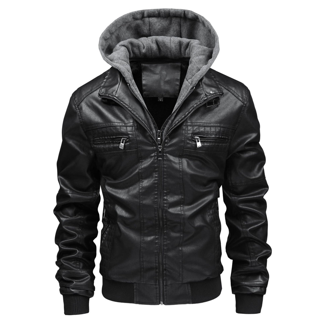 Herren Modische Kunstlederjacke mit integrierter Kapuze Echo Archiv