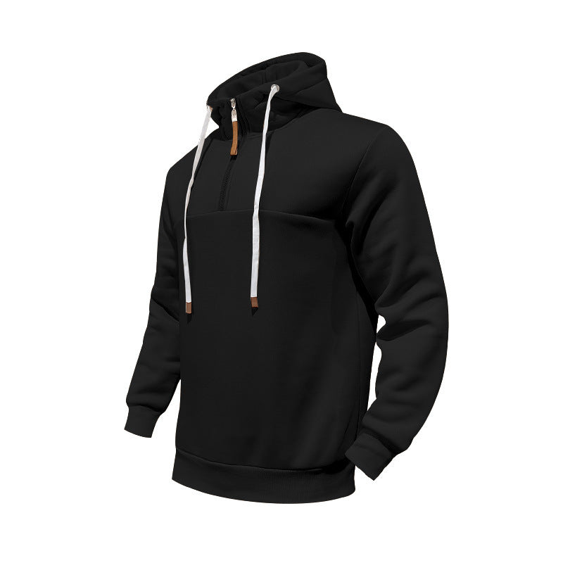 Herren Kapuzenpullover mit halbem Reißverschluss und praktischen Taschen Echoarchiv