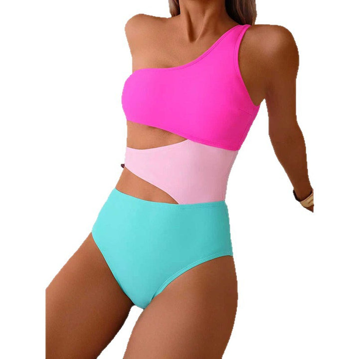 Damen Einteiler Badeanzug mit asymmetrischem Schnitt und trendy Farbkombination Echo Archiv