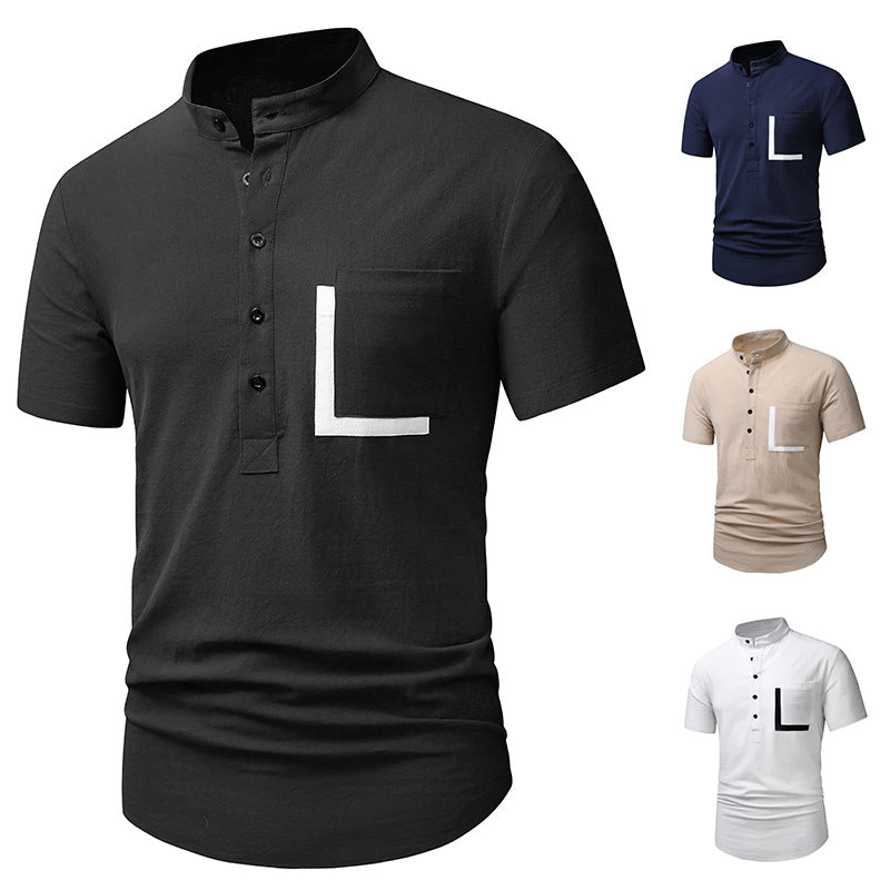 Herren Kurzarm-Henley-Shirt mit praktischem Knopfverschluss Echoarchiv