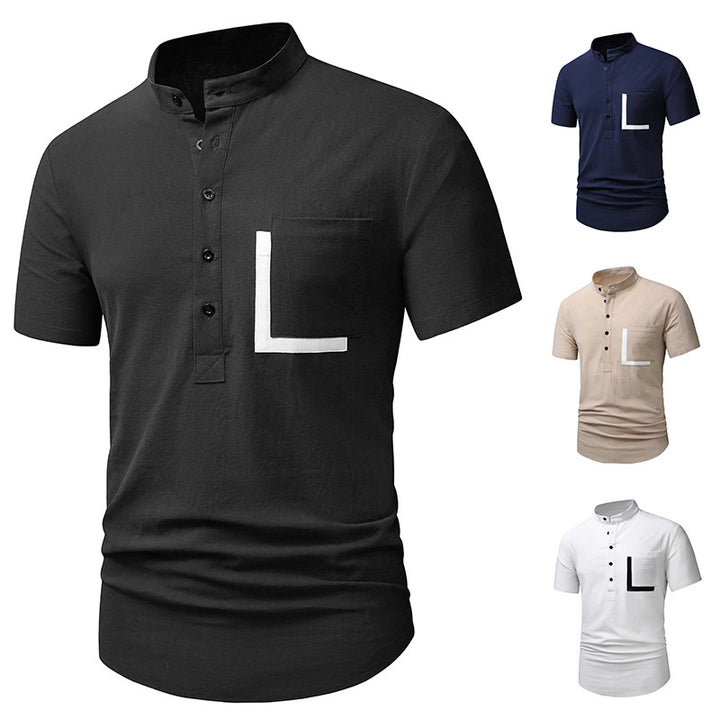 Herren Kurzarm-Henley-Shirt mit praktischem Knopfverschluss Echoarchiv