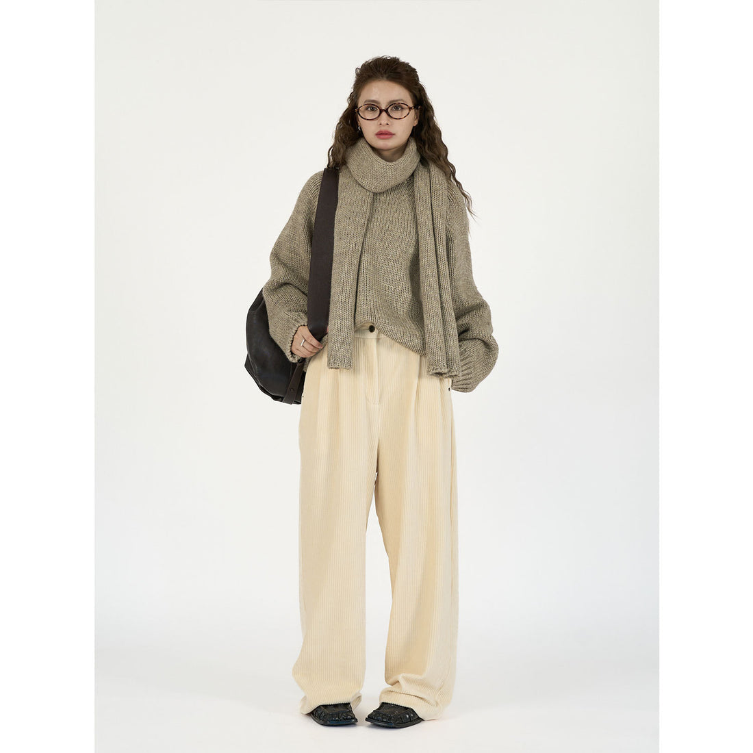 Damen Weite Cordhose mit hoher Taille, Bundfalten und Palazzo‑Schnitt Echoarchiv