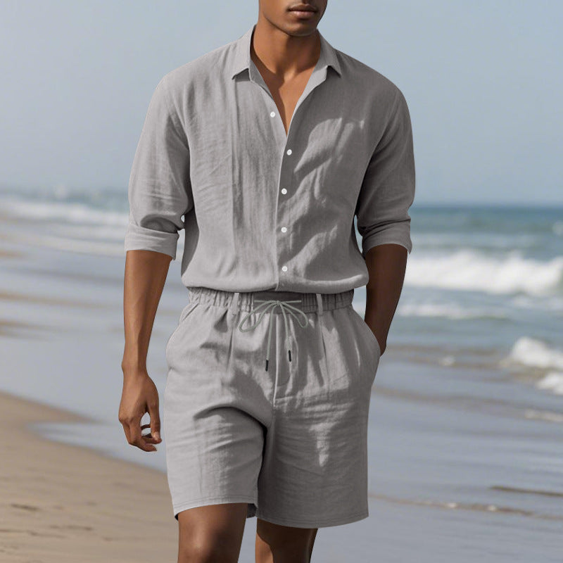 Herren lässiges Strandoutfit mit Hemd und Shorts Echoarchiv