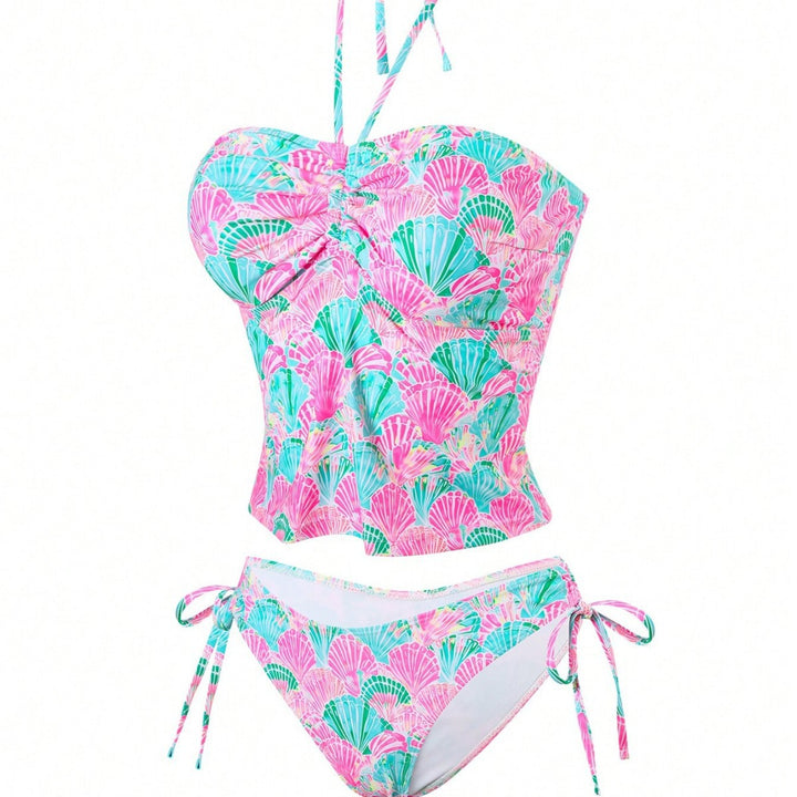 Damen Bandeau-Bikini mit verspieltem Muschelmuster und verstellbaren Trägern Echo Archiv