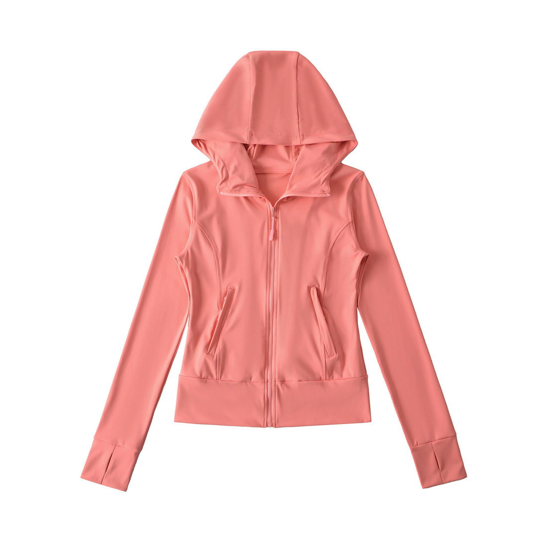 Damen Kapuzen-Sportjacke mit durchgehendem Reißverschluss, taillierter Passform und integrierten Reißverschlusstaschen Echoarchiv