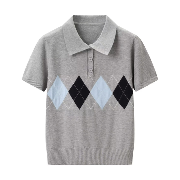 Damen Poloshirt mit modernem Rautenmuster und feinem Baumwollstoff Echo Archiv