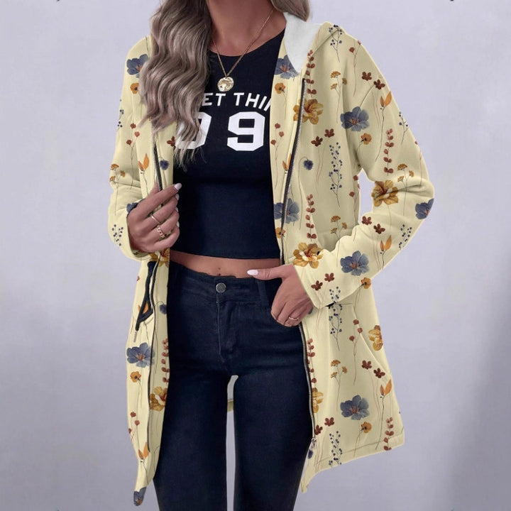 Damen Blumenprint Kapuzenparka mit wattierter Innenfütterung Echo Archiv