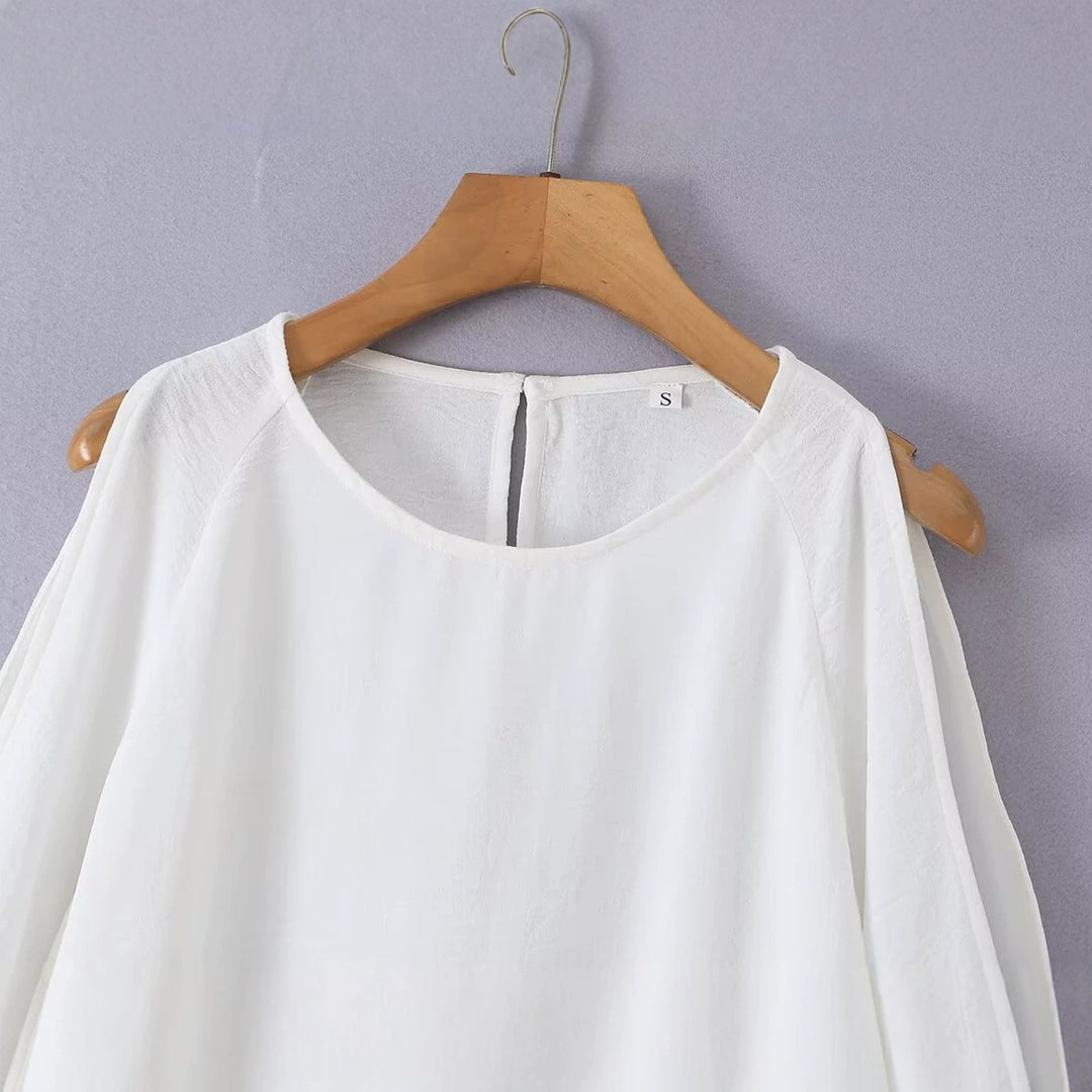 Damen Leichte Oversize-Bluse mit Cut-Out-Ärmeln und Rundhalsausschnitt Echo Archiv