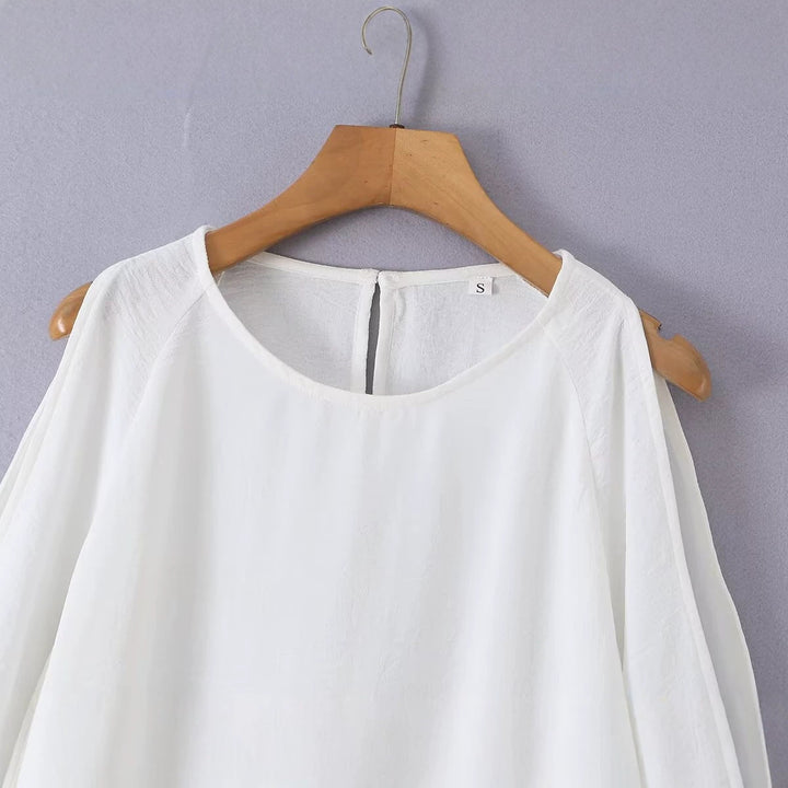 Damen Leichte Oversize-Bluse mit Cut-Out-Ärmeln und Rundhalsausschnitt Echo Archiv