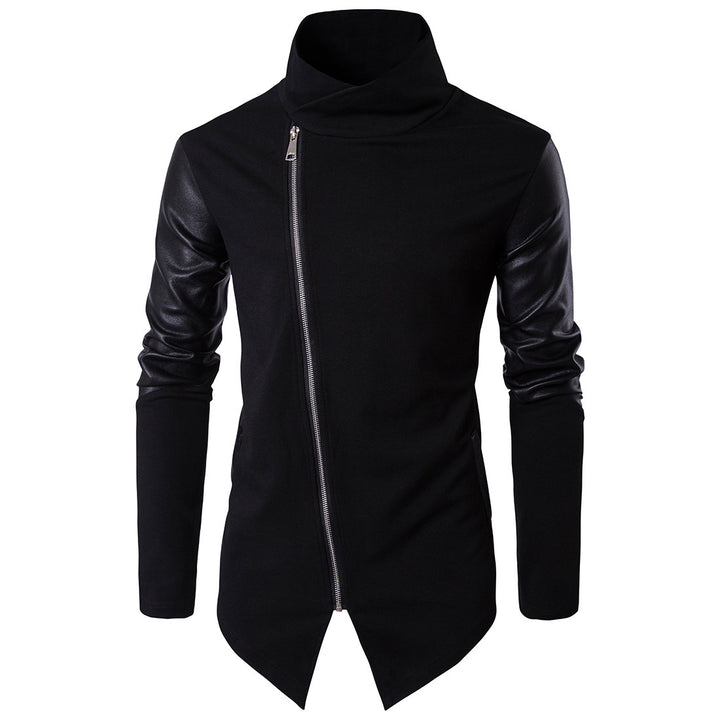 Herren Modische Jacke mit asymmetrischem Reißverschluss und kontrastierenden Ärmeln Echoarchiv