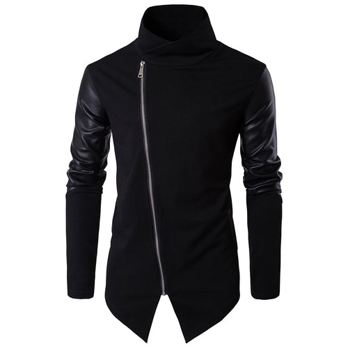 Herren Modische Jacke mit asymmetrischem Reißverschluss und kontrastierenden Ärmeln Echoarchiv