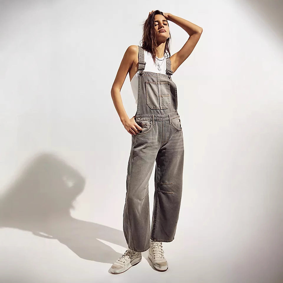 Damen lässige Denim-Latzhose im Echoarchivrnen Schnitt mit verstellbaren Trägern Echoarchiv