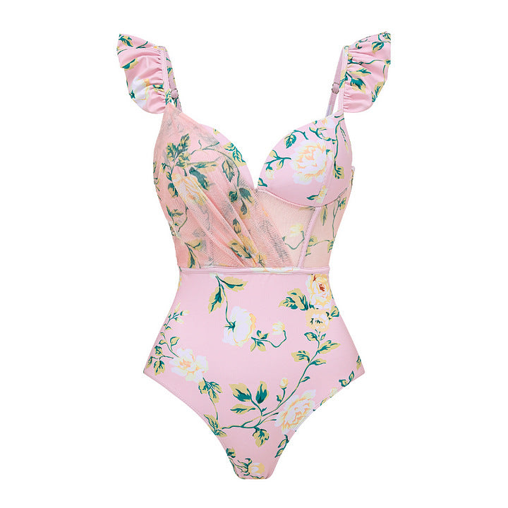 Damen Bikini-Set mit floralen Details und luftiger Maxi-Rock Echo Archiv