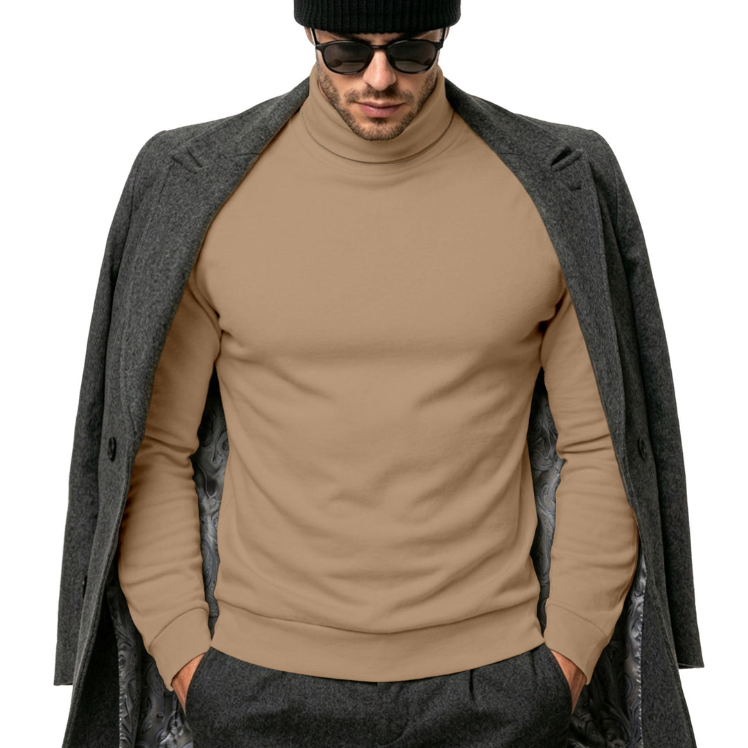 Herren Eleganter Baumwoll-Mix Rollkragenpullover Slim Fit Echoarchiv