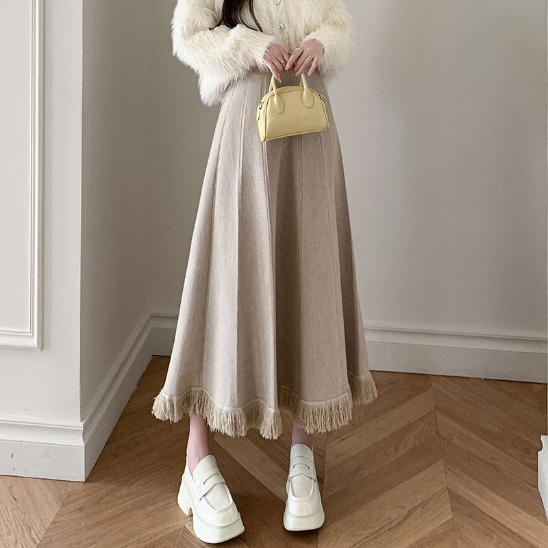 Damen Eleganter Maxirock mit Fransen Echo Archiv