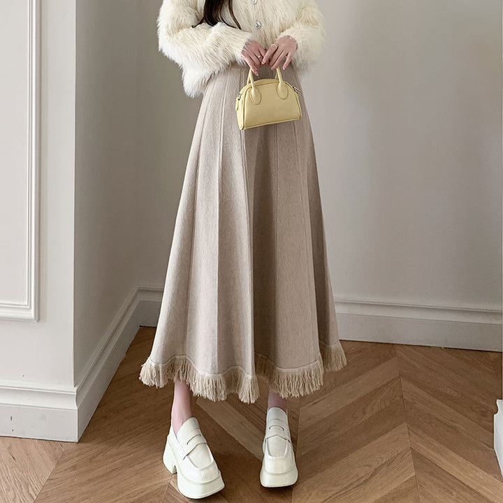 Damen Eleganter Maxirock mit Fransen Echo Archiv