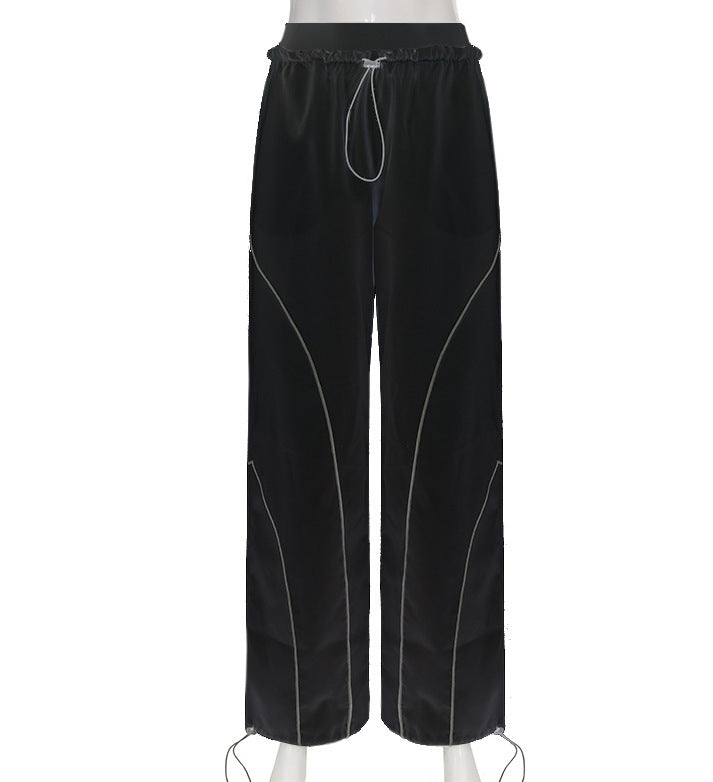 Damen nan weite Trackhose mit Tunnelzugbund, Kontrastnaht-Design und verstellbaren Saumkordeln Echo Archiv